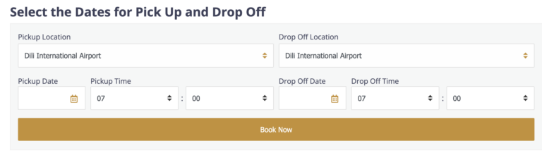 Car hire Dili Airport Nicolao Lobato